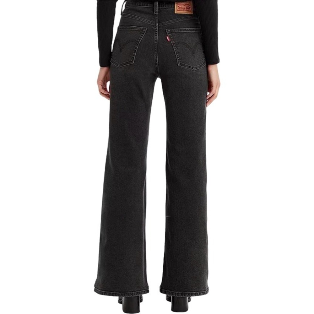 LEVIS NEW 29 Ribcage Bell Jeans Black Super High Rise Flare Retro A75030000